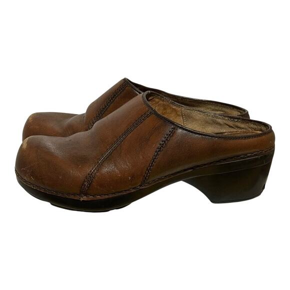 Dansko Brown Leather Mule Clogs Women's Size 38 Slip On Comfort Shoes Backless - Picture 4 of 7